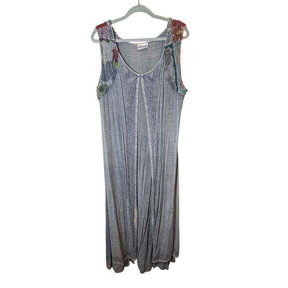 VTG 90s Embroidered Patchwork Maxi Dress Boho Festival Hippie OS (M/L) Artisan - Picture 1 of 7